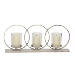 Kirklands Home Overlapping Halo Hurricane Candle Runner Silver
