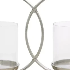 Kirklands Home Overlapping Halo Hurricane Candle Runner Silver