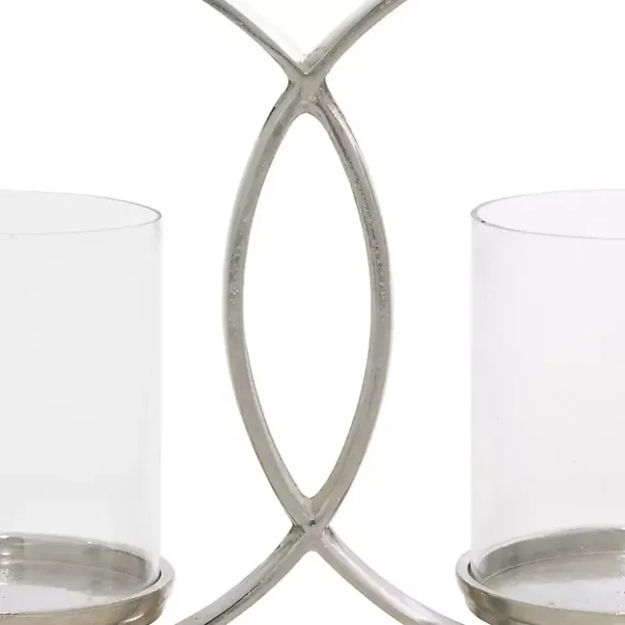 Kirklands Home Overlapping Halo Hurricane Candle Runner Silver