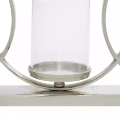 Kirklands Home Overlapping Halo Hurricane Candle Runner Silver