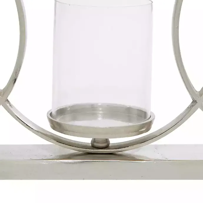 Kirklands Home Overlapping Halo Hurricane Candle Runner Silver