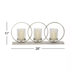 Kirklands Home Overlapping Halo Hurricane Candle Runner Silver
