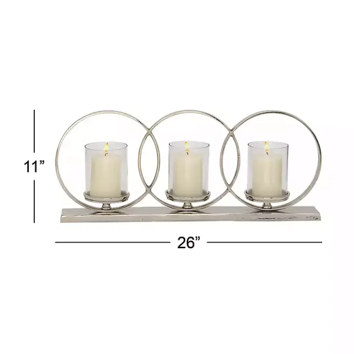 Kirklands Home Overlapping Halo Hurricane Candle Runner Silver