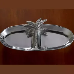 Sale Kirklands Home Palm Tree Bathroom Vanity Tray Silver
