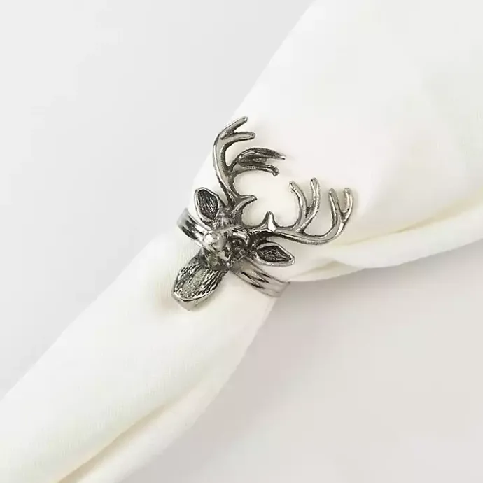 Kirklands Home Reindeer Head Napkin Rings, Set of 4 Silver