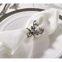 Kirklands Home Reindeer Head Napkin Rings, Set of 4 Silver