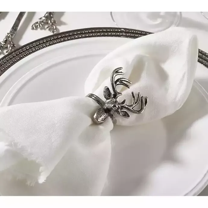 Kirklands Home Reindeer Head Napkin Rings, Set of 4 Silver