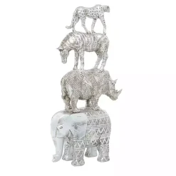 Kirklands Home Resin Stacked Animals Sculpture Silver