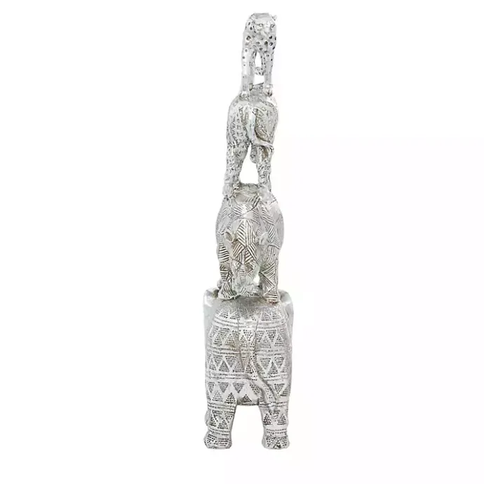Kirklands Home Resin Stacked Animals Sculpture Silver