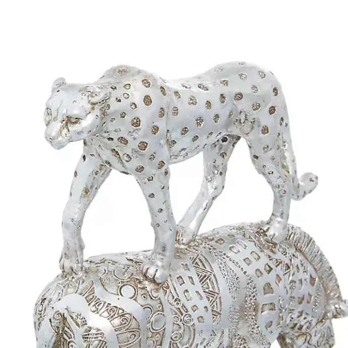 Kirklands Home Resin Stacked Animals Sculpture Silver