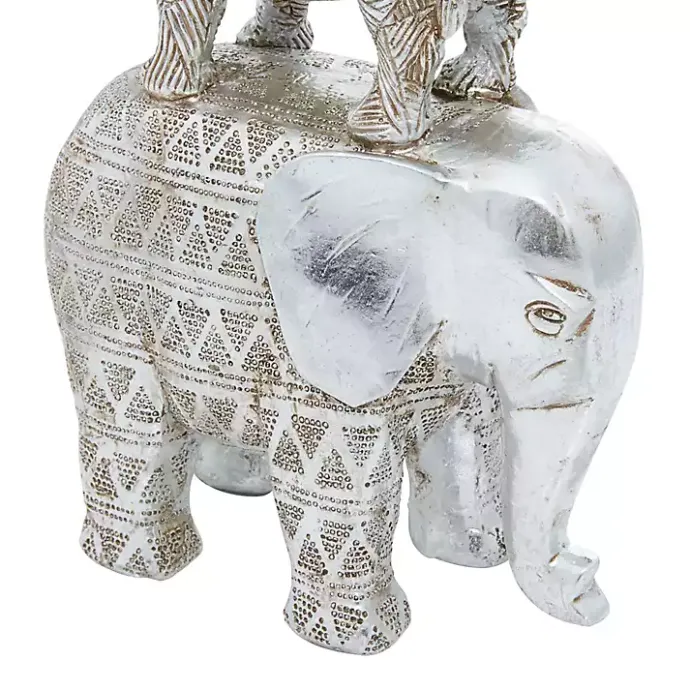 Kirklands Home Resin Stacked Animals Sculpture Silver
