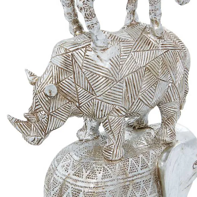 Kirklands Home Resin Stacked Animals Sculpture Silver