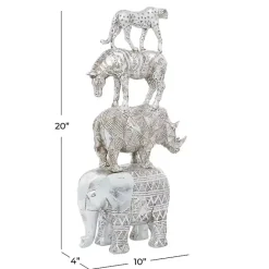 Kirklands Home Resin Stacked Animals Sculpture Silver