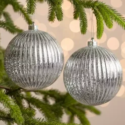 Online Kirklands Home Ridged 6 in. Tree Ornaments, Set of 2 Silver