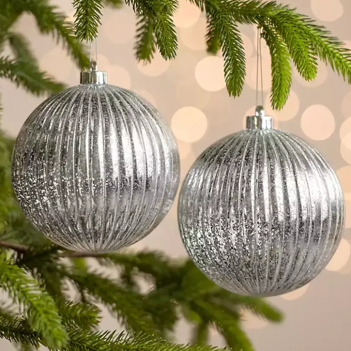 Online Kirklands Home Ridged 6 in. Tree Ornaments, Set of 2 Silver
