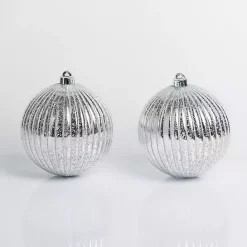 Online Kirklands Home Ridged 6 in. Tree Ornaments, Set of 2 Silver
