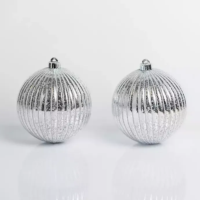 Online Kirklands Home Ridged 6 in. Tree Ornaments, Set of 2 Silver