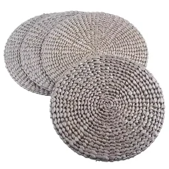 Sale Kirklands Home Round Woven Rattan Placemats, Set of 4 Silver