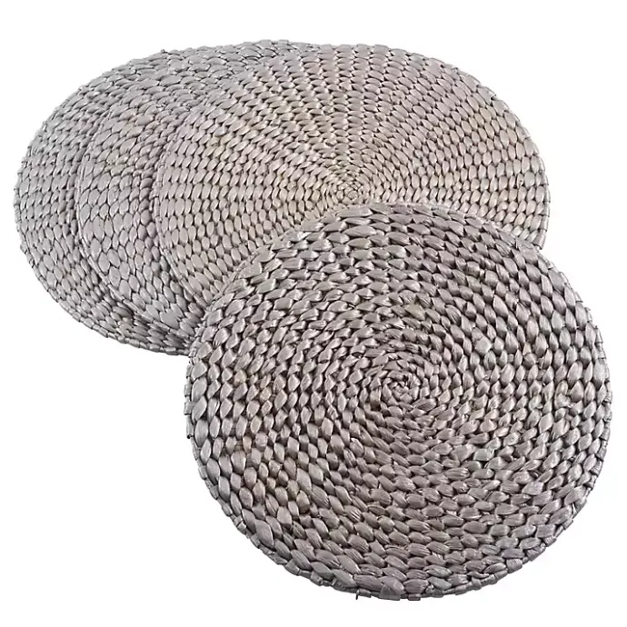 Sale Kirklands Home Round Woven Rattan Placemats, Set of 4 Silver