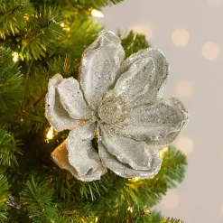 New Kirklands Home Sequin Magnolia Picks, Set of 2 Silver