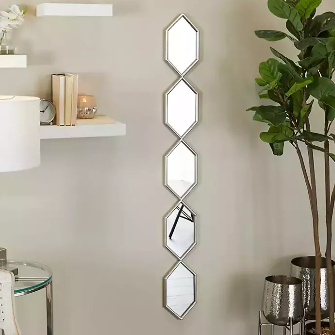 Online Kirklands Home Slim Stacked Hexagons Wall Mirror Silver