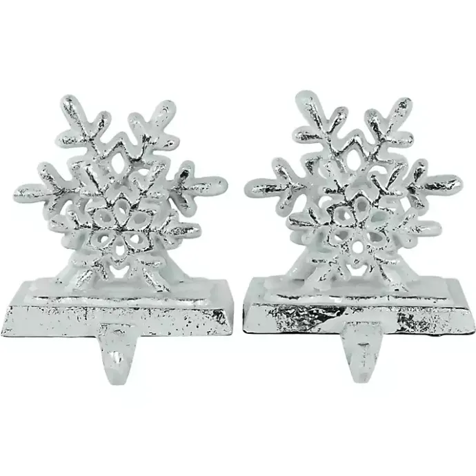 Clearance Kirklands Home Silver Snowflake Stocking Holders, Set of 2