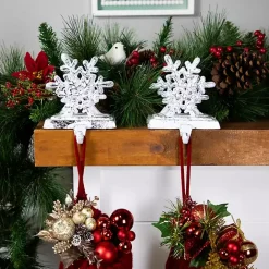 Clearance Kirklands Home Silver Snowflake Stocking Holders, Set of 2