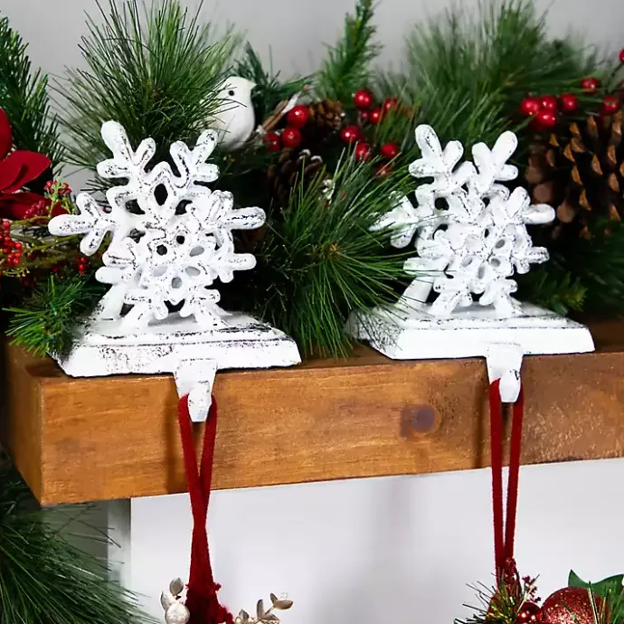Clearance Kirklands Home Silver Snowflake Stocking Holders, Set of 2