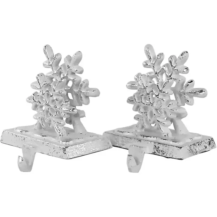 Clearance Kirklands Home Silver Snowflake Stocking Holders, Set of 2