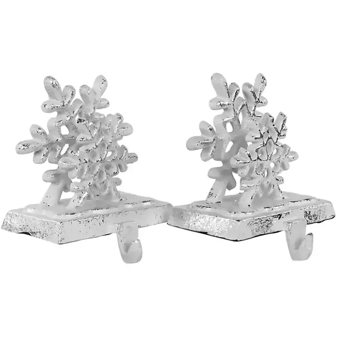 Clearance Kirklands Home Silver Snowflake Stocking Holders, Set of 2