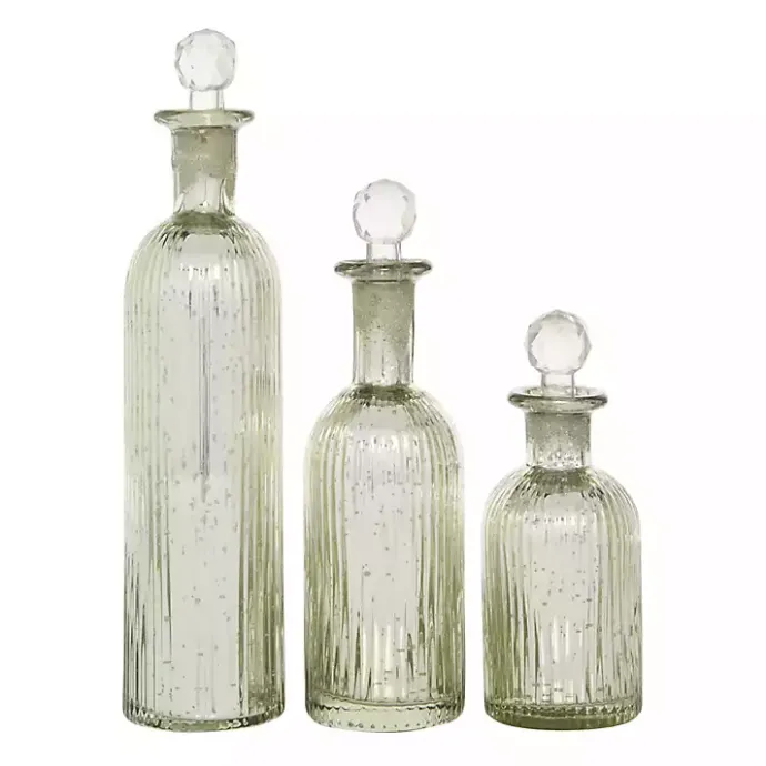 Outlet Kirklands Home Soda Lime Glass Bottle Vases, Set of 3 Silver
