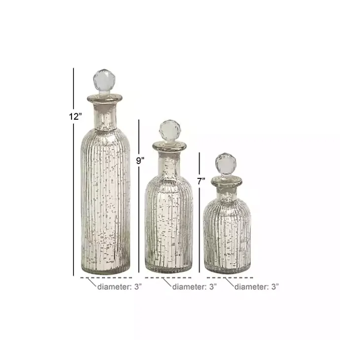 Outlet Kirklands Home Soda Lime Glass Bottle Vases, Set of 3 Silver