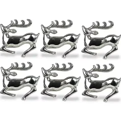 Sale Kirklands Home Stag Napkin Rings, Set of 6 Silver