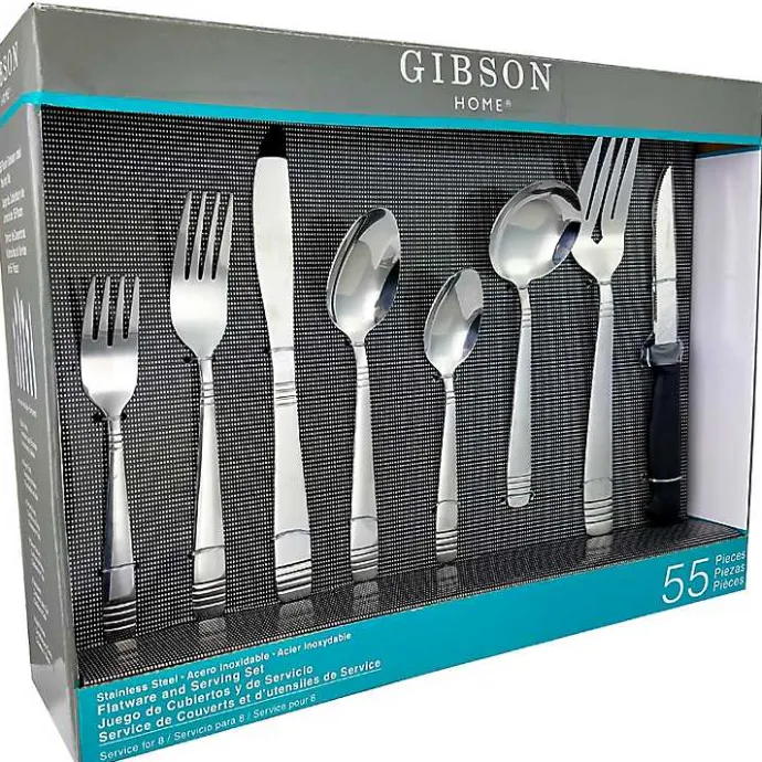 New Kirklands Home Stainless Steel 55-pc. Flatware Set Silver