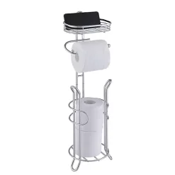 Online Kirklands Home Toilet Paper Storage Stand with Basket Silver