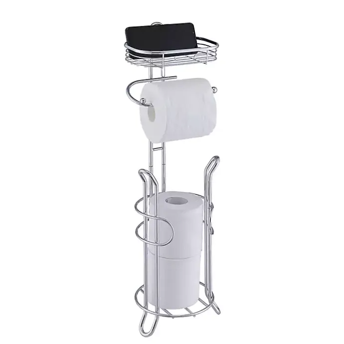 Online Kirklands Home Toilet Paper Storage Stand with Basket Silver