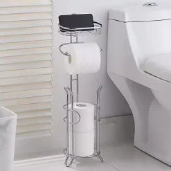 Online Kirklands Home Toilet Paper Storage Stand with Basket Silver