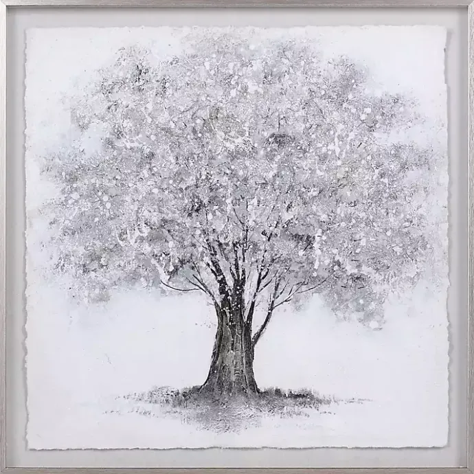 New Kirklands Home Silver Tree Rice Paper Framed Art Print