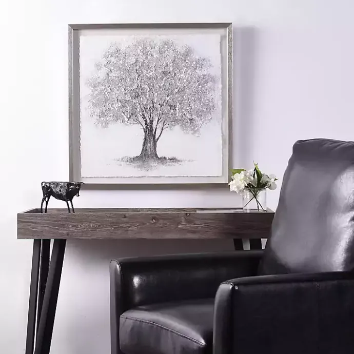 New Kirklands Home Silver Tree Rice Paper Framed Art Print