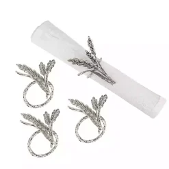 Clearance Kirklands Home Wheat Fall Napkin Rings, Set of 4 Silver