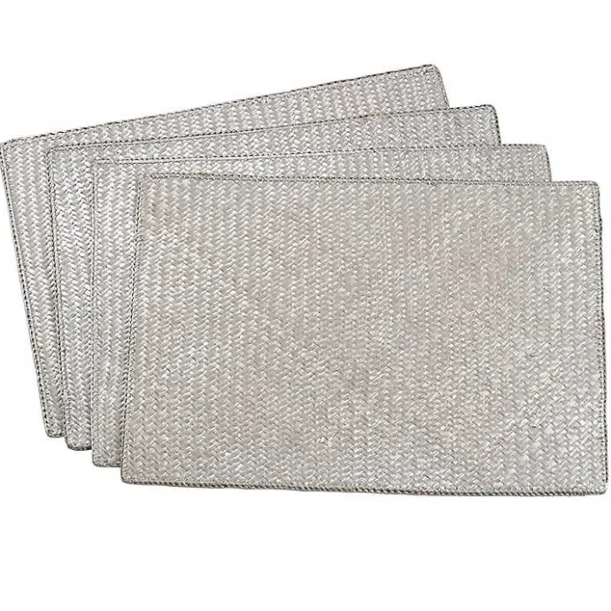 Hot Kirklands Home Woven Water Hyacinth Placemats, Set of 4 Silver