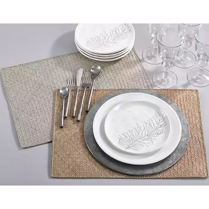 Hot Kirklands Home Woven Water Hyacinth Placemats, Set of 4 Silver