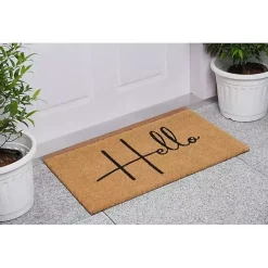 Best Kirklands Home Simple Hello Script Doormat, 36x24 Brown