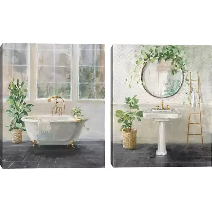 Clearance Kirklands Home Simple Pleasures Bath Canvas Art Prints, Set of 2