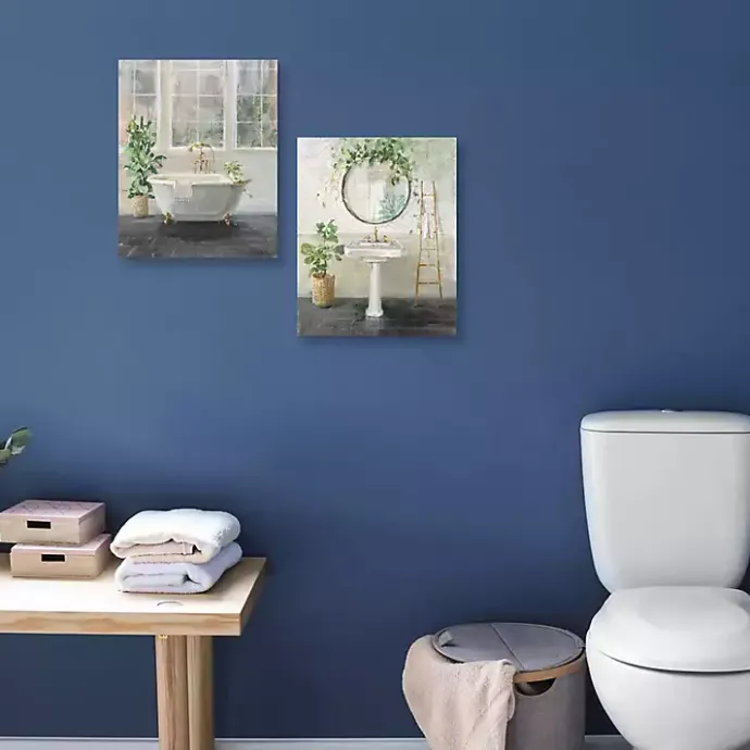 Clearance Kirklands Home Simple Pleasures Bath Canvas Art Prints, Set of 2
