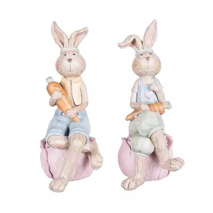 Sale Kirklands Home Sitting Bunny Couple Figurines, Set of 2 Multi