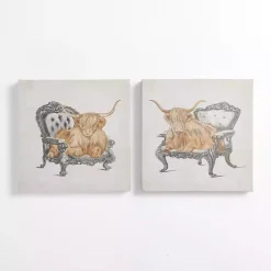 Outlet Kirklands Home Sitting Pretty Cows Canvas Art Prints, Set of 2