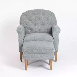 Best Kirklands Home Sky Boucle Tufted Chair & Ottoman Set Blue