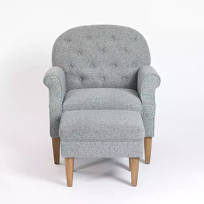 Best Kirklands Home Sky Boucle Tufted Chair & Ottoman Set Blue