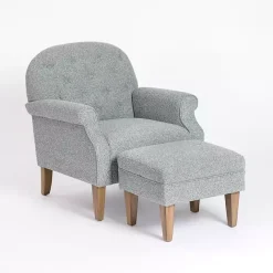 Best Kirklands Home Sky Boucle Tufted Chair & Ottoman Set Blue